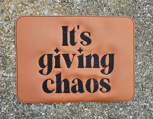 Embroidered Faux Leather Marine Vinyl Stroller Wagon Patch It's Giving Chaos Customizable