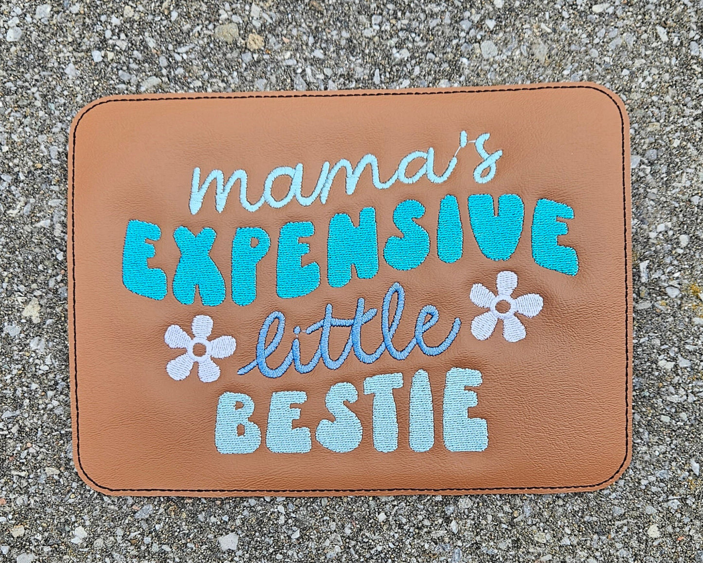 Embroidered Faux Leather Marine Vinyl Stroller Wagon Patch Mama's expensive little bestie(s)