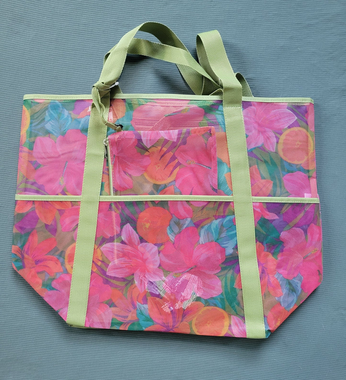 Embroidered Mesh Beach Bag