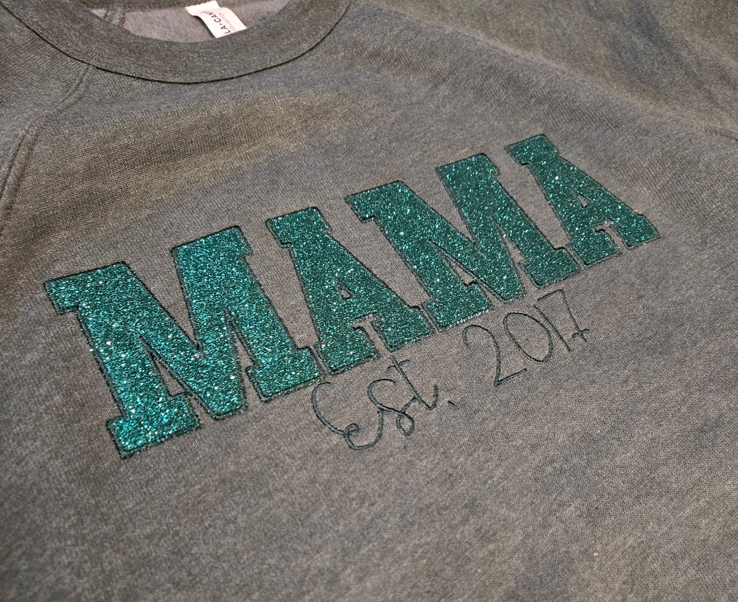 Embroidered Glitter Vinyl Mama Sweatshirt Crewneck
