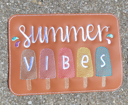 Embroidered Faux Leather Marine Vinyl Stroller Wagon Patch Summer Vibes