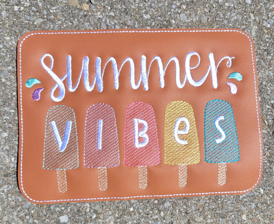 Embroidered Faux Leather Marine Vinyl Stroller Wagon Patch Summer Vibes