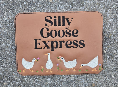 Embroidered Faux Leather Marine Vinyl Stroller Wagon Patch Silly Goose Express