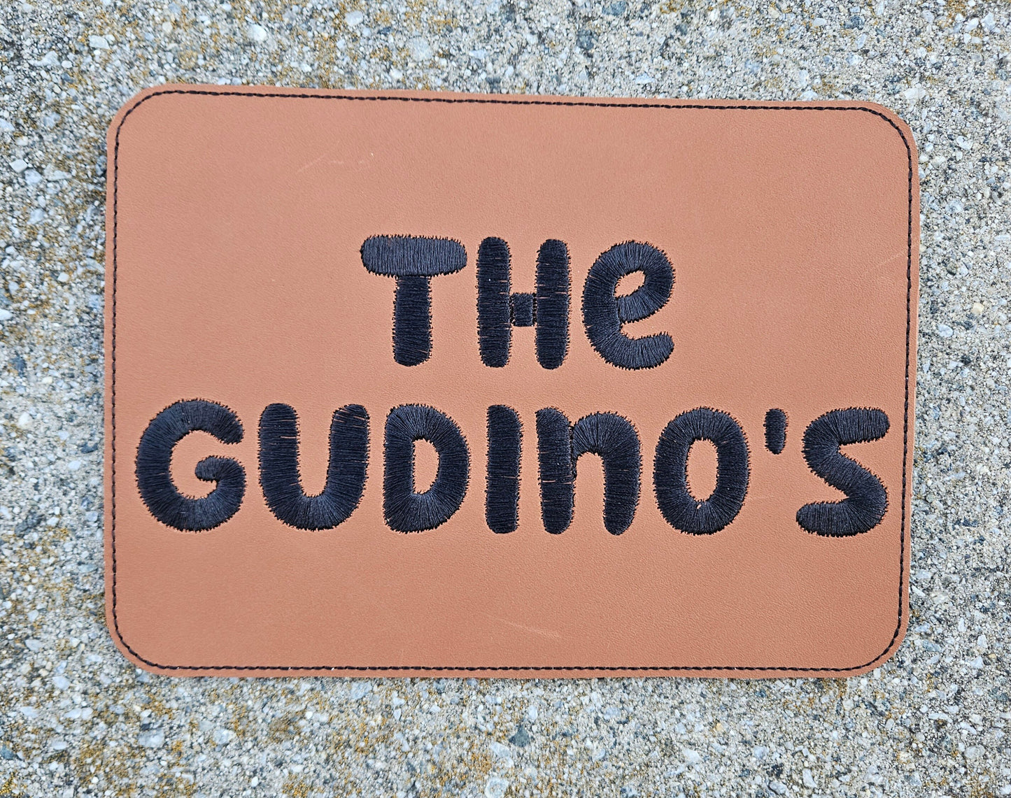 Embroidered Faux Leather Marine Vinyl Stroller Wagon Patch Last Name Patch