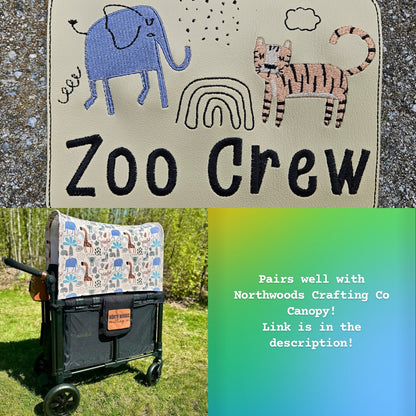 Embroidered Faux Leather Marine Vinyl Stroller Wagon Patch Zoo Crew