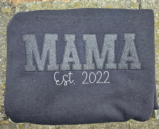 Embroidered Glitter Vinyl Mama Sweatshirt Crewneck