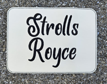 Embroidered Faux Leather Marine Vinyl Stroller Wagon Patch Strolls Royce