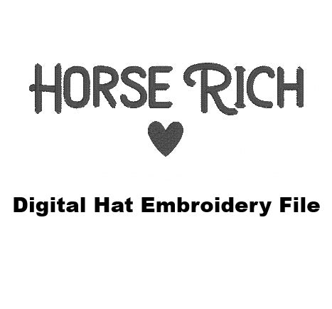 DIGITAL FILE Horse Rich Hat Embroidery File - Trucker Hat Design -  Machine Embroidery - Digital Download