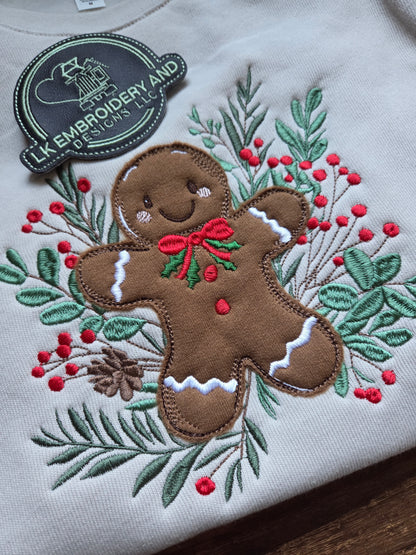 Gingerbread Embroidered Crewneck Sweatshirt