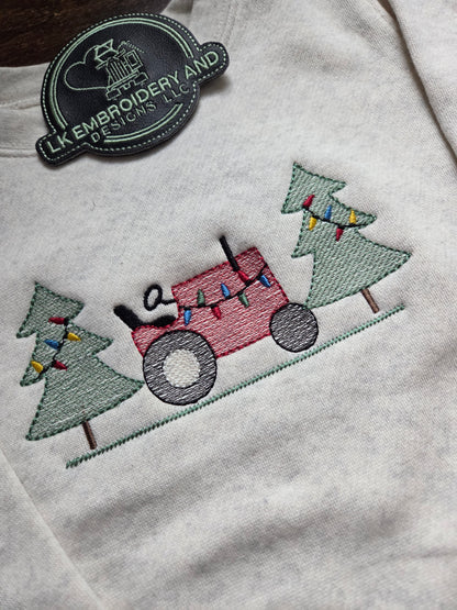 Christmas Tree Tractor Toddler Crewneck