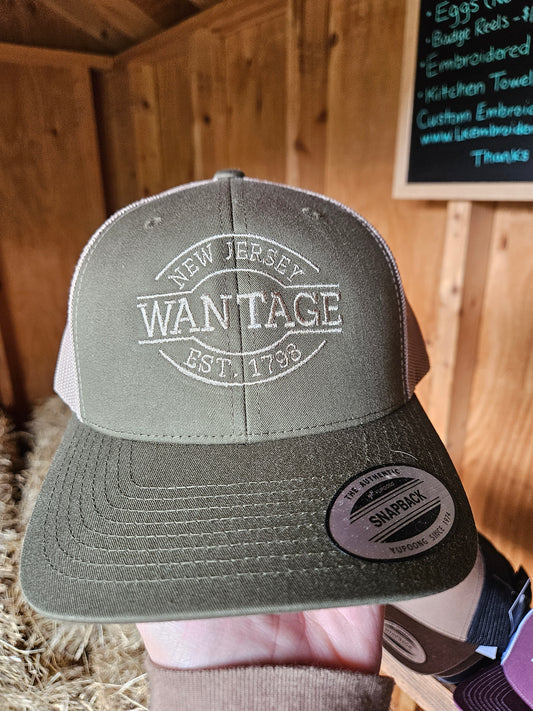 Wantage, New Jersey Trucker Hat – Embroidered Local Pride Snapback