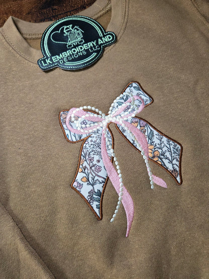 DIGITAL FILE Triple Cheer Bow Coquette Embroidery File  -  Machine Embroidery - Digital Download
