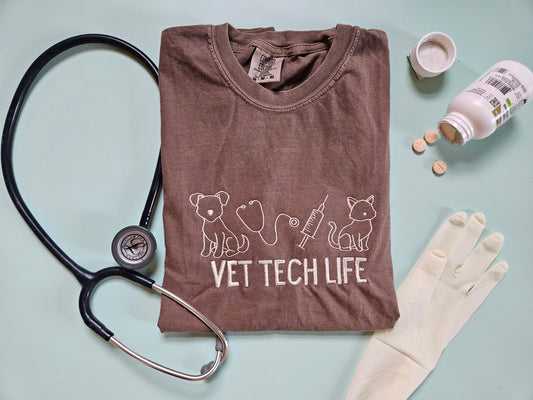 Vet Tech Life Embroidered TShirt - Comfort Colors