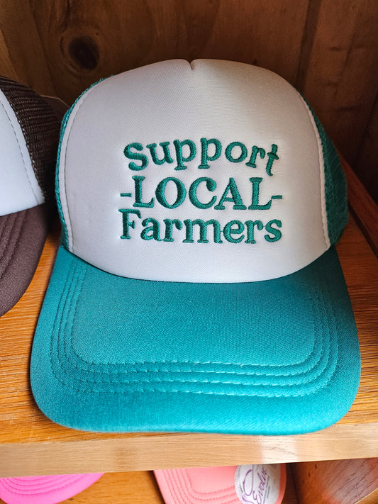 Support Local Farmers Trucker Hat – Embroidered Mesh Foam Snapback Trucker Hat