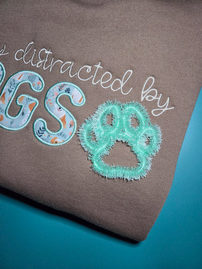 Easily Distracted By Dogs Embroidered Crewneck Sweatshirt