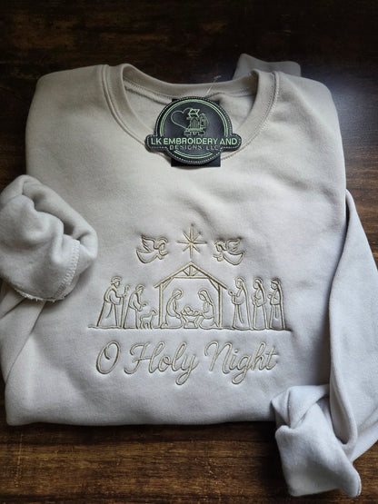 O Holy Night Embroidered Crewneck Sweatshirt