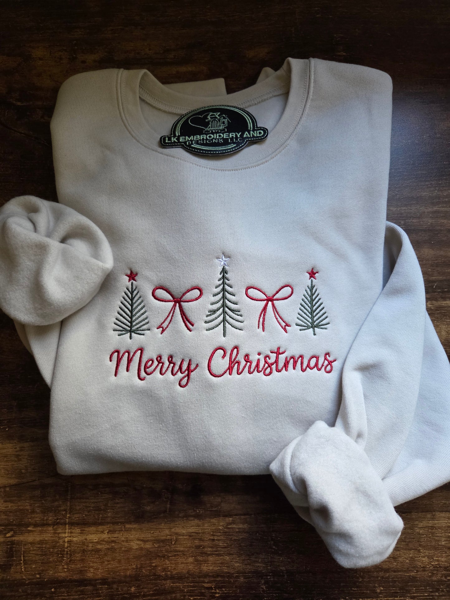 Merry Christmas Embroidered Crewneck Sweatshirt
