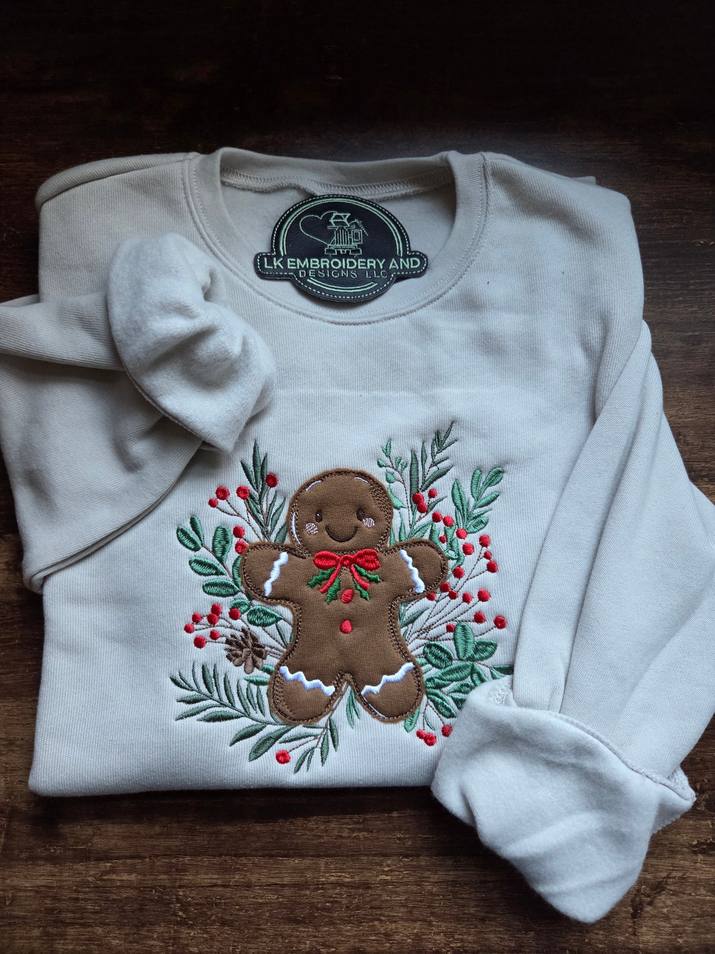 Gingerbread Embroidered Crewneck Sweatshirt