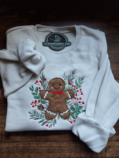 Gingerbread Embroidered Crewneck Sweatshirt