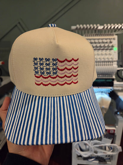 Scalloped Bow American Flag Hat