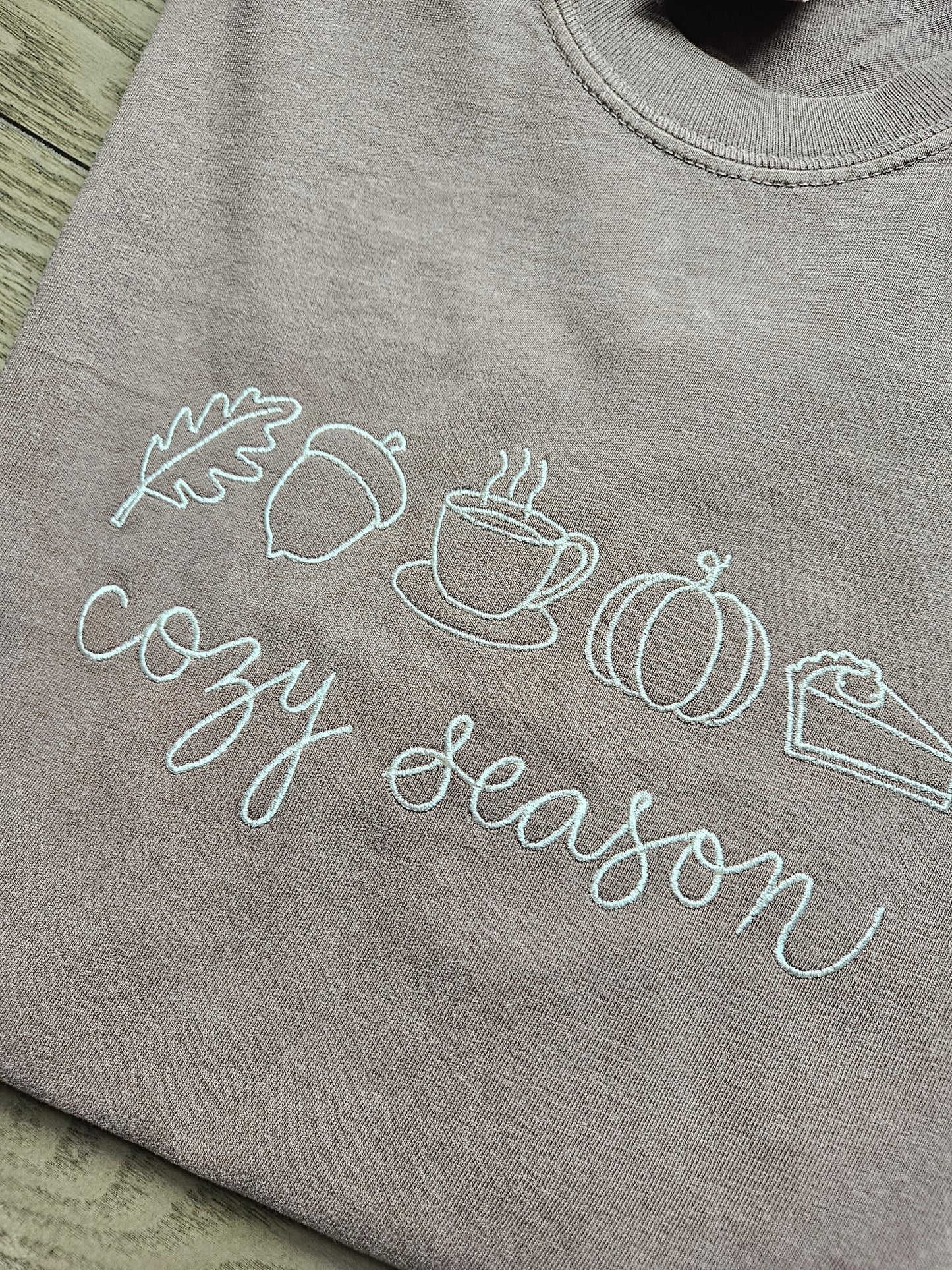 Cozy Season Embroidered TShirt - Comfort Colors