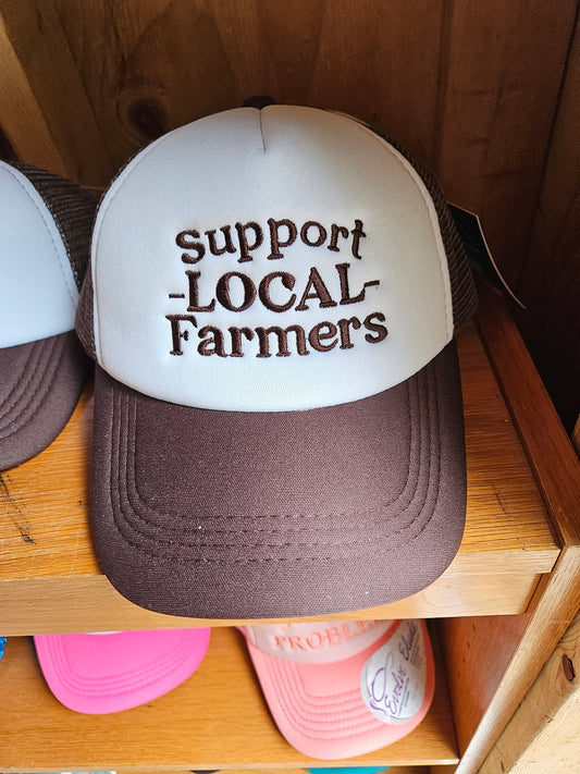 Support Local Farmers Trucker Hat – Embroidered Mesh Foam Snapback Trucker Hat