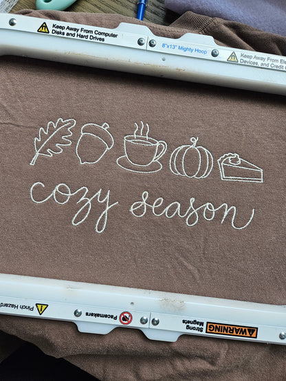 Cozy Season Embroidered TShirt - Comfort Colors