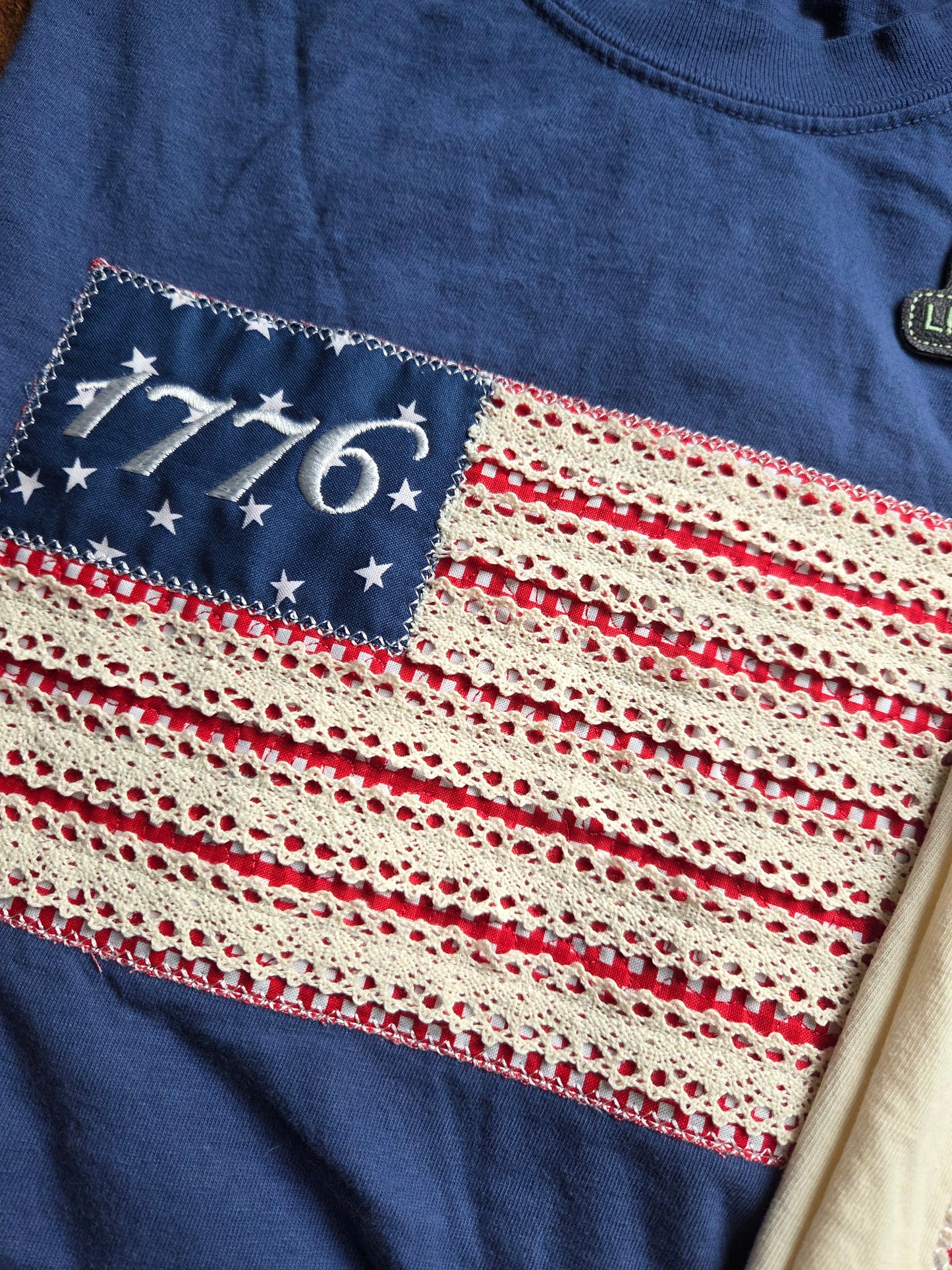 Quilted 1776 American Flag 4th of July Tshirt