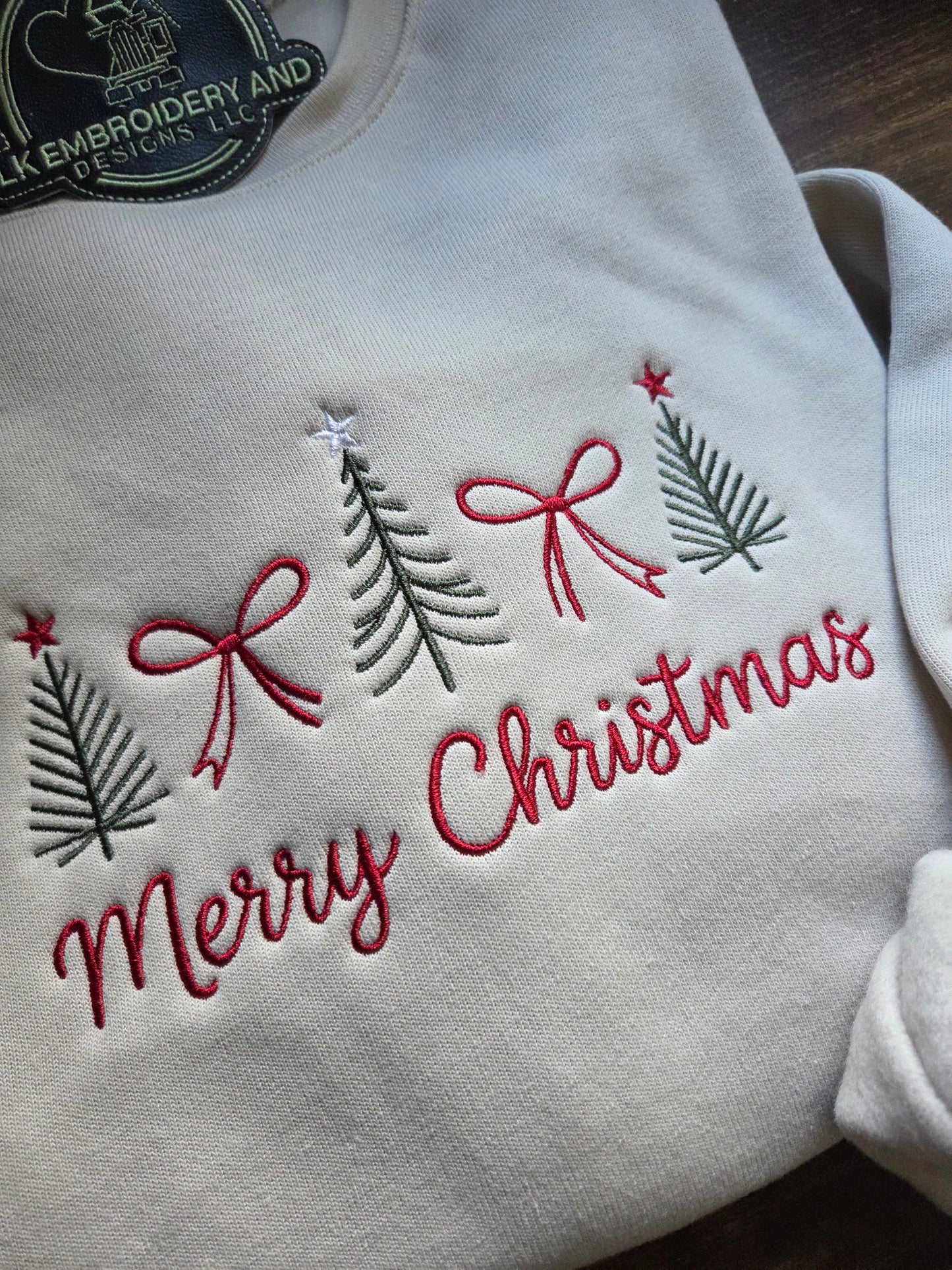 Merry Christmas Embroidered Crewneck Sweatshirt