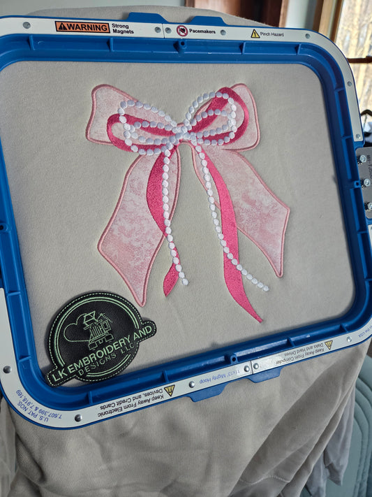 DIGITAL FILE Triple Cheer Bow Coquette Embroidery File  -  Machine Embroidery - Digital Download