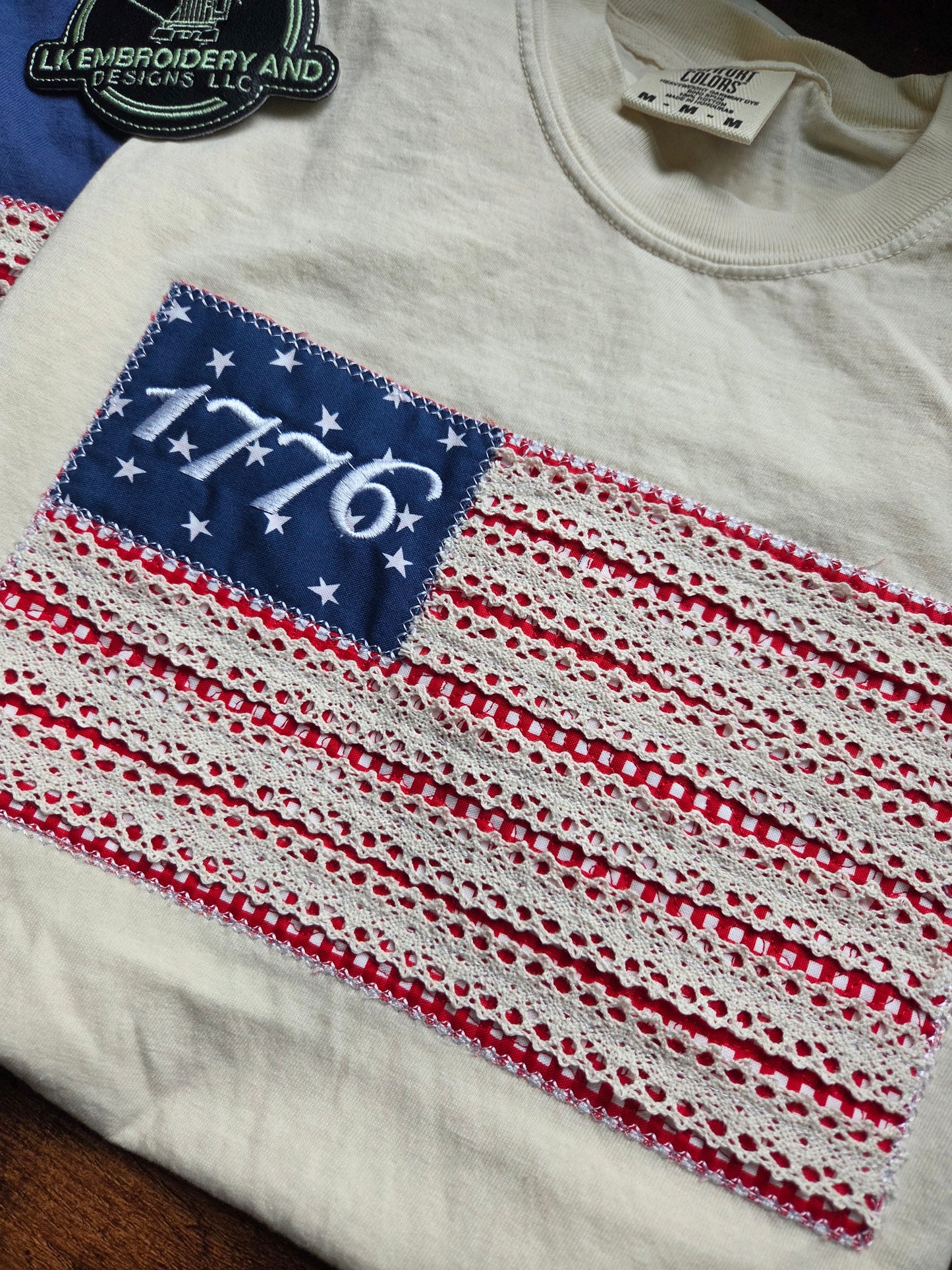 Quilted 1776 American Flag 4th of July Tshirt