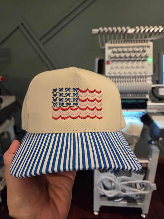Scalloped Bow American Flag Hat