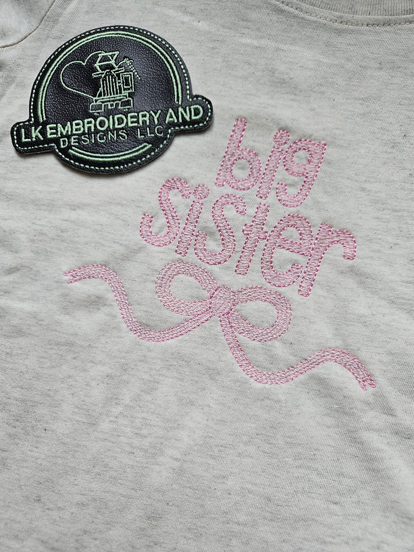 Big Sister Bow Embroidered Sketch design tshirt