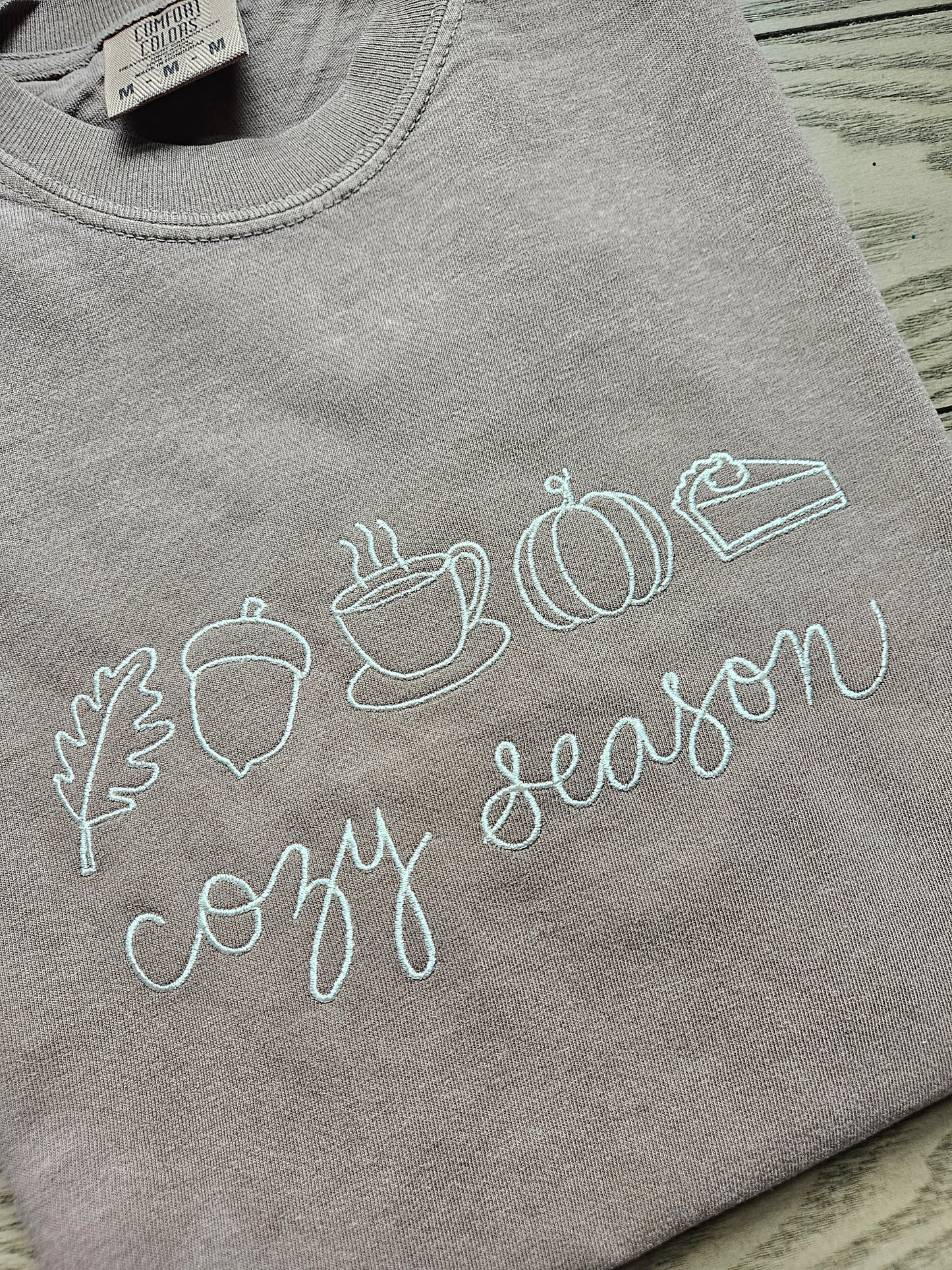 Cozy Season Embroidered TShirt - Comfort Colors
