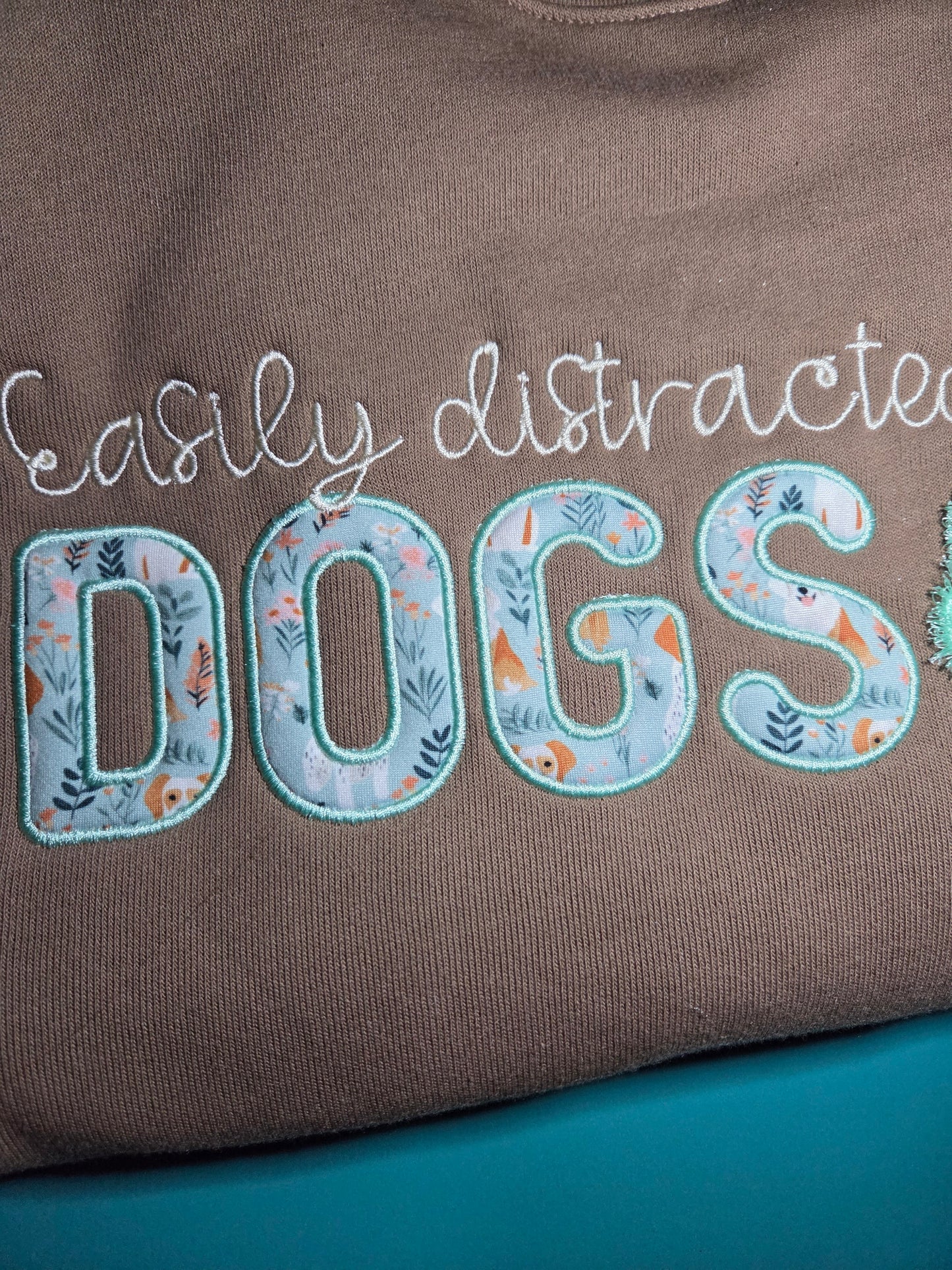 Easily Distracted By Dogs Embroidered Crewneck Sweatshirt