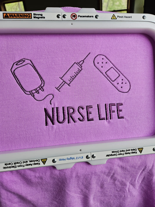 Nurse Life Embroidered TShirt - Comfort Colors