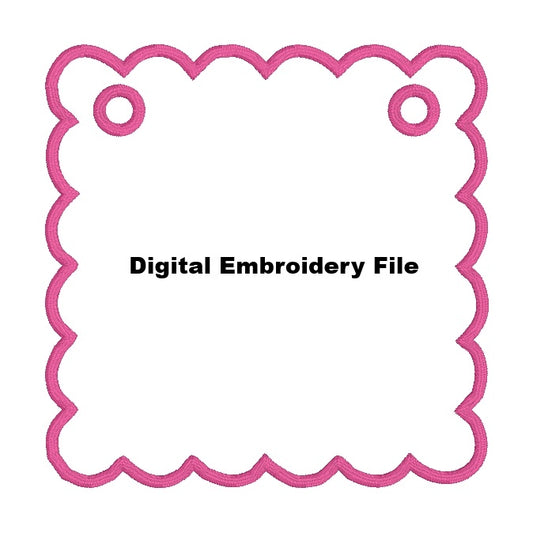 DIGITAL FILE Scalloped Square Banner Embroidery File  -3 sizes -  Machine Embroidery - Digital Download
