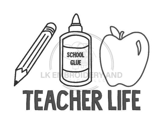 DIGITAL DOWNLOAD Embroidery File Teacher Life